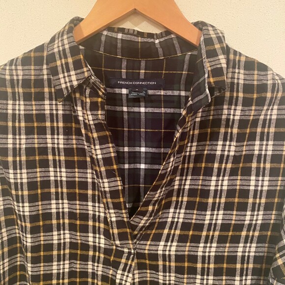 French Connection Size M Penita Popover Multi Checkered Plaid Baggy 90's Grunge - Picture 5 of 7
